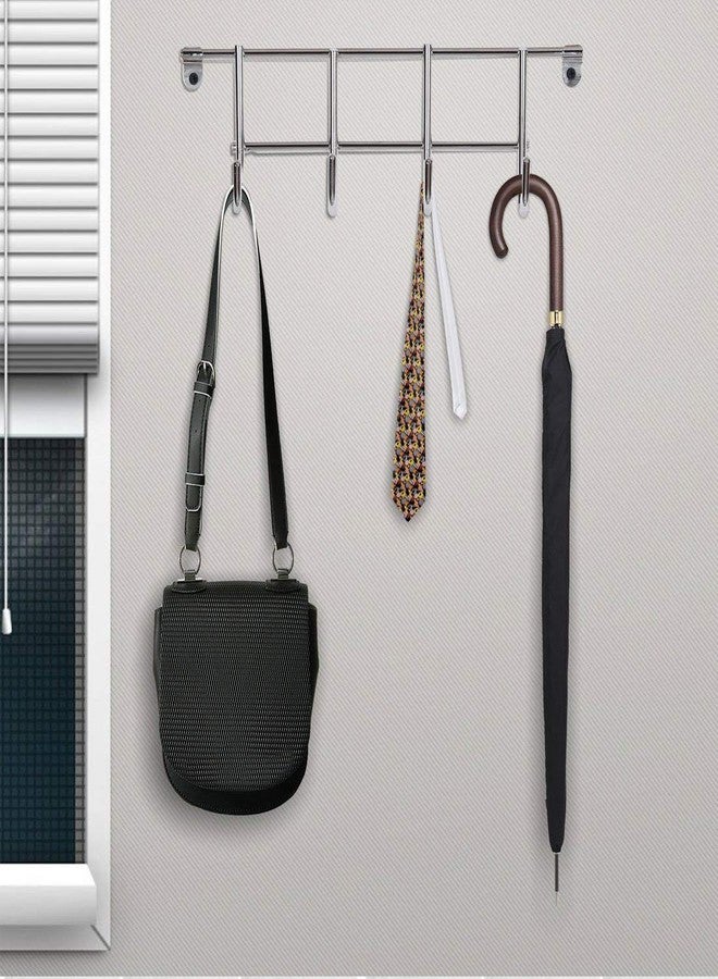 ADBUCKS Stainless Steel Wall/Door Mounted Hook Rail (4,6,8,10 & 12 Hooks) for Kitchen, Bathroom and Wardrobe Hanging (4 Hook) - Image 3